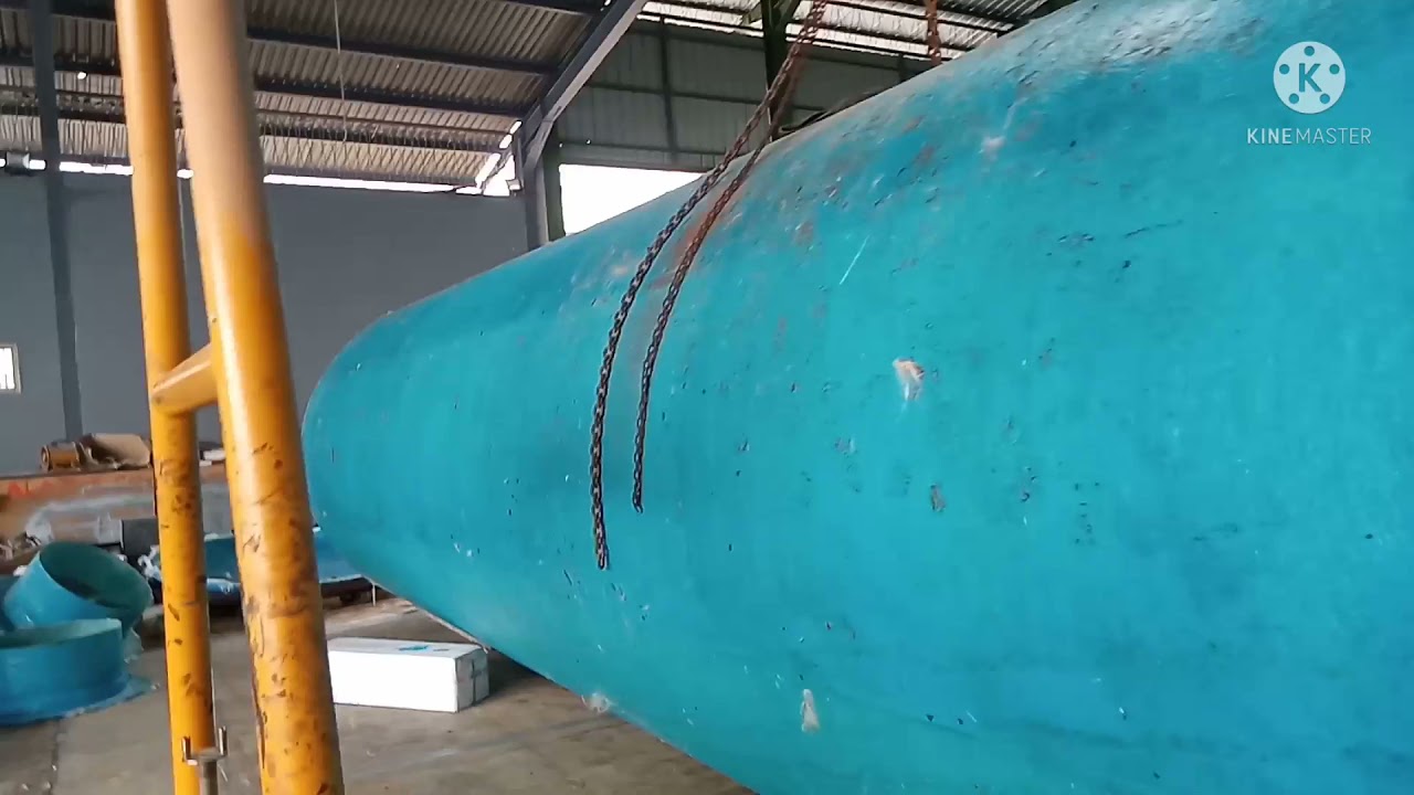 Proses Pembuatan Tangki Fiber Silinder Via Winding. Dm 2500 P 12 m.