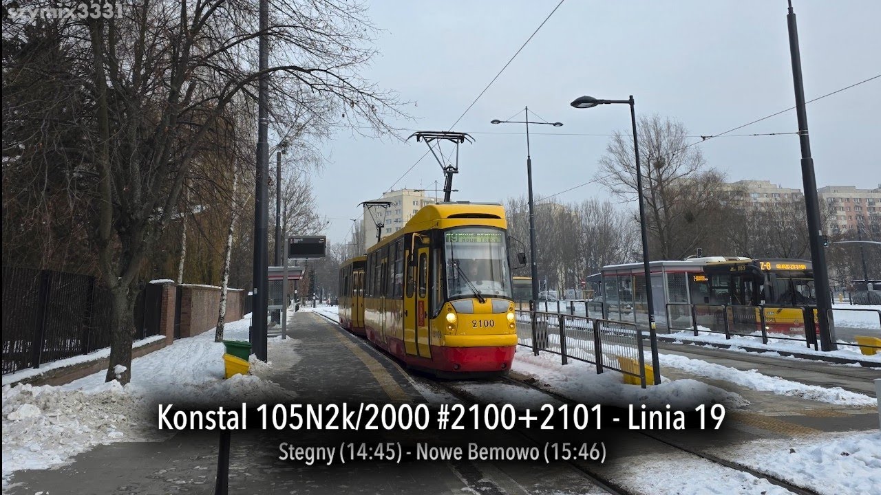 Linia 19 | Konstal 105N2k/2000 #2100+2101 - Tramwaje Warszawskie