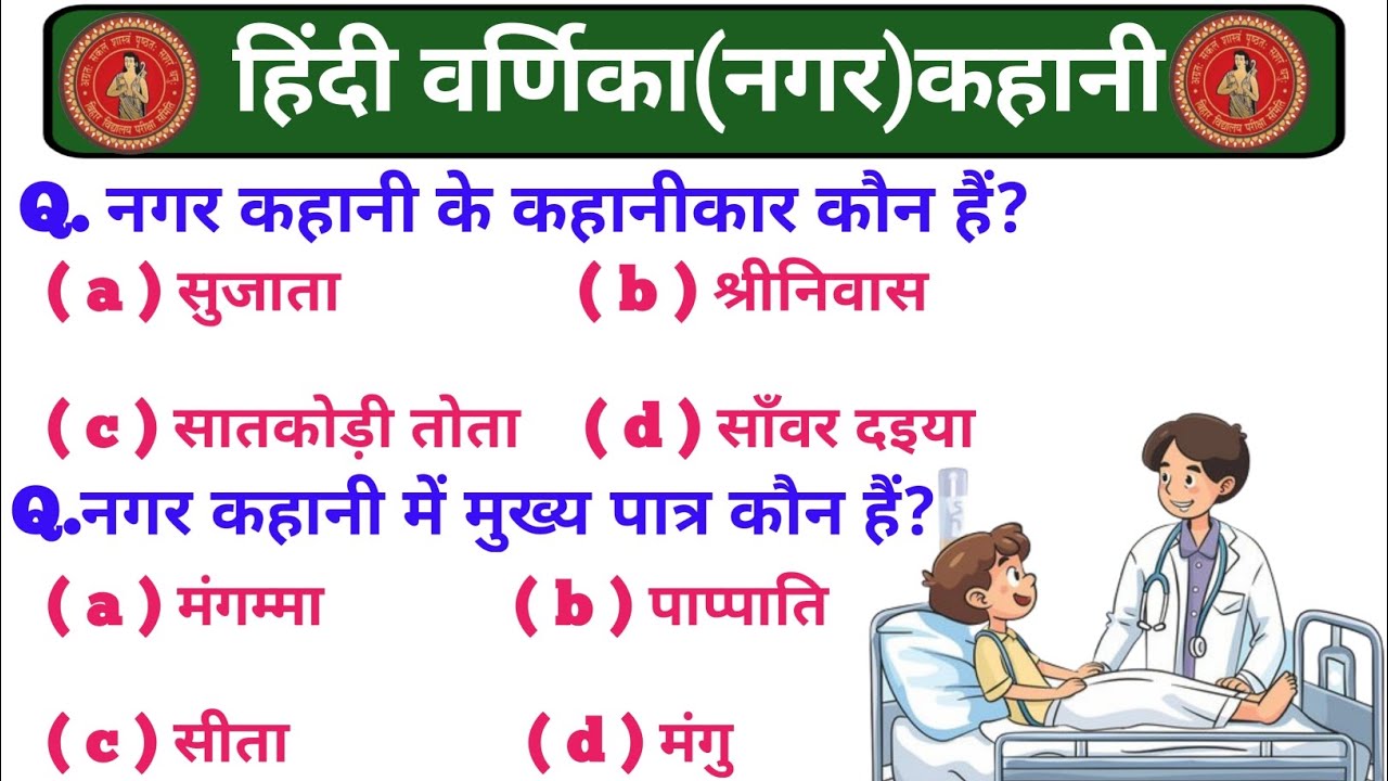 Nagar Kahani Ka Objective Question || Class 10th Hindi Varnika Nagar Objective Question नगर कहानी