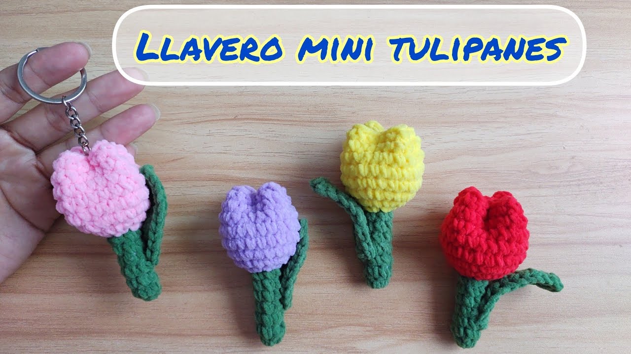 Mini tulipanes a crochet llavero mini tulipanes amigurumi tulipanes de chenille 