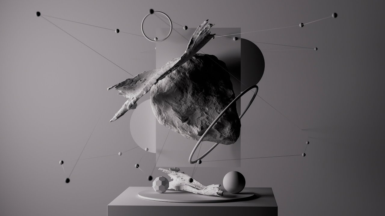 Abstract Black & White 3D Art in Cinema 4D & Octane | Aesthetic Scene