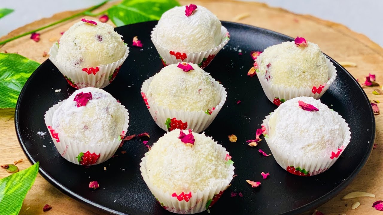 Pista & Cranberry White Chocolate Truffles | White Chocolate Truffles | Truffles Recipe