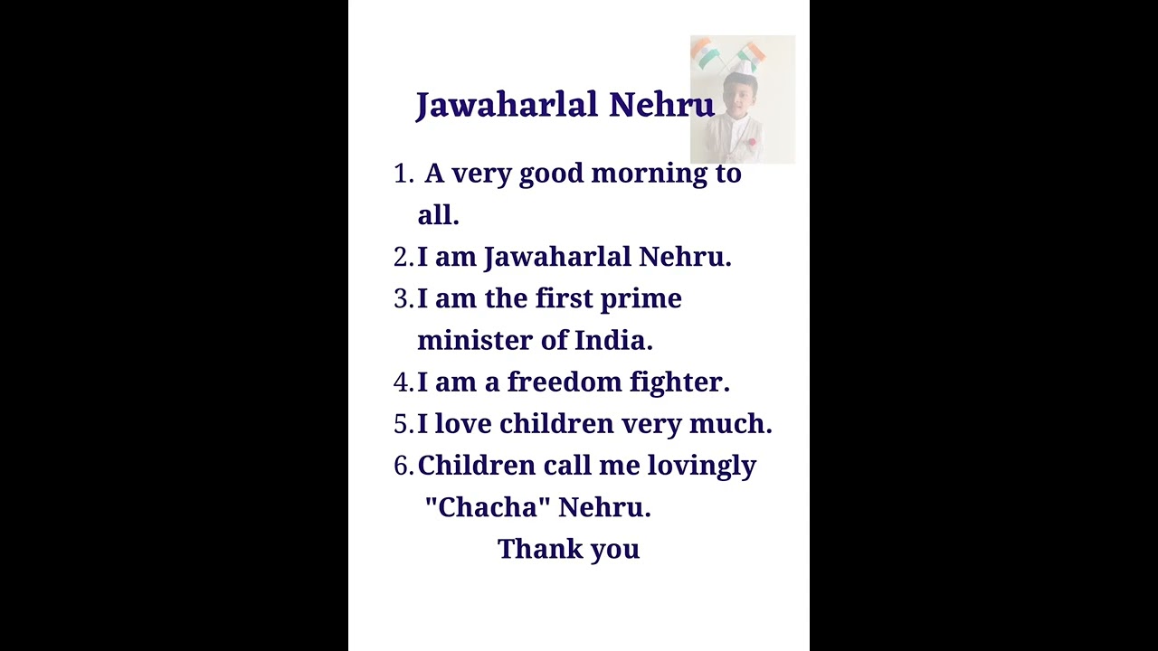 Fancy dress competition speech about jawaharlal Nehru || #freedomfighters #easy5linespeechforkids