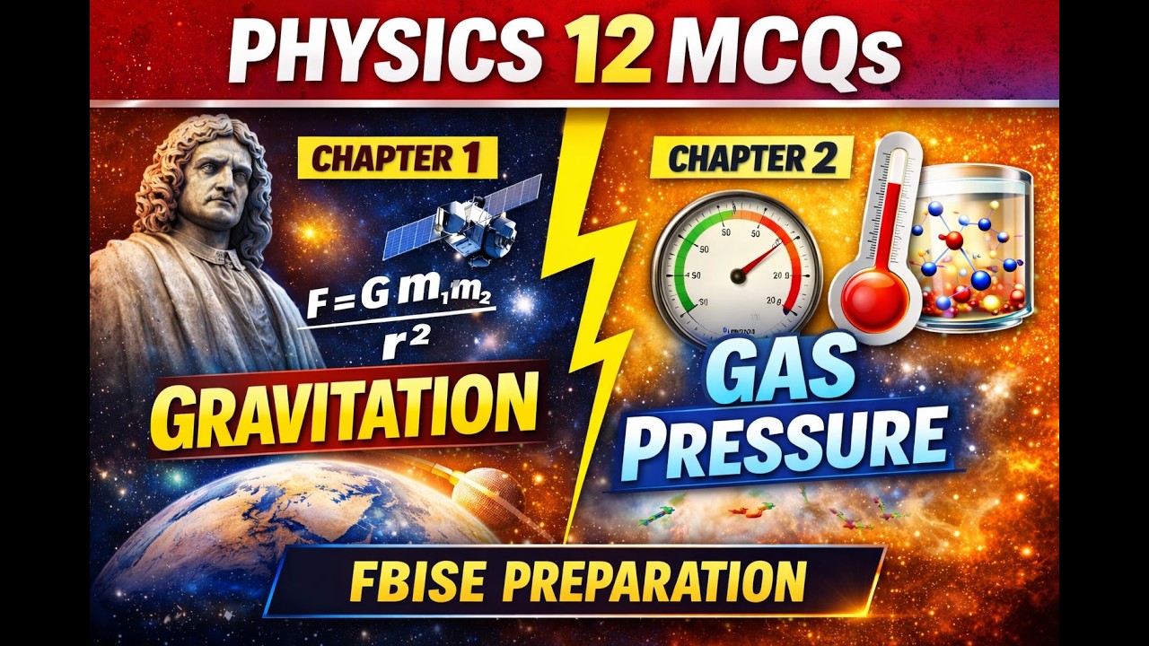 Physics 12th Class Chapter 1 & 2 MCQs | Gravitation & Gas Pressure | FBISE Physics Test Preparation