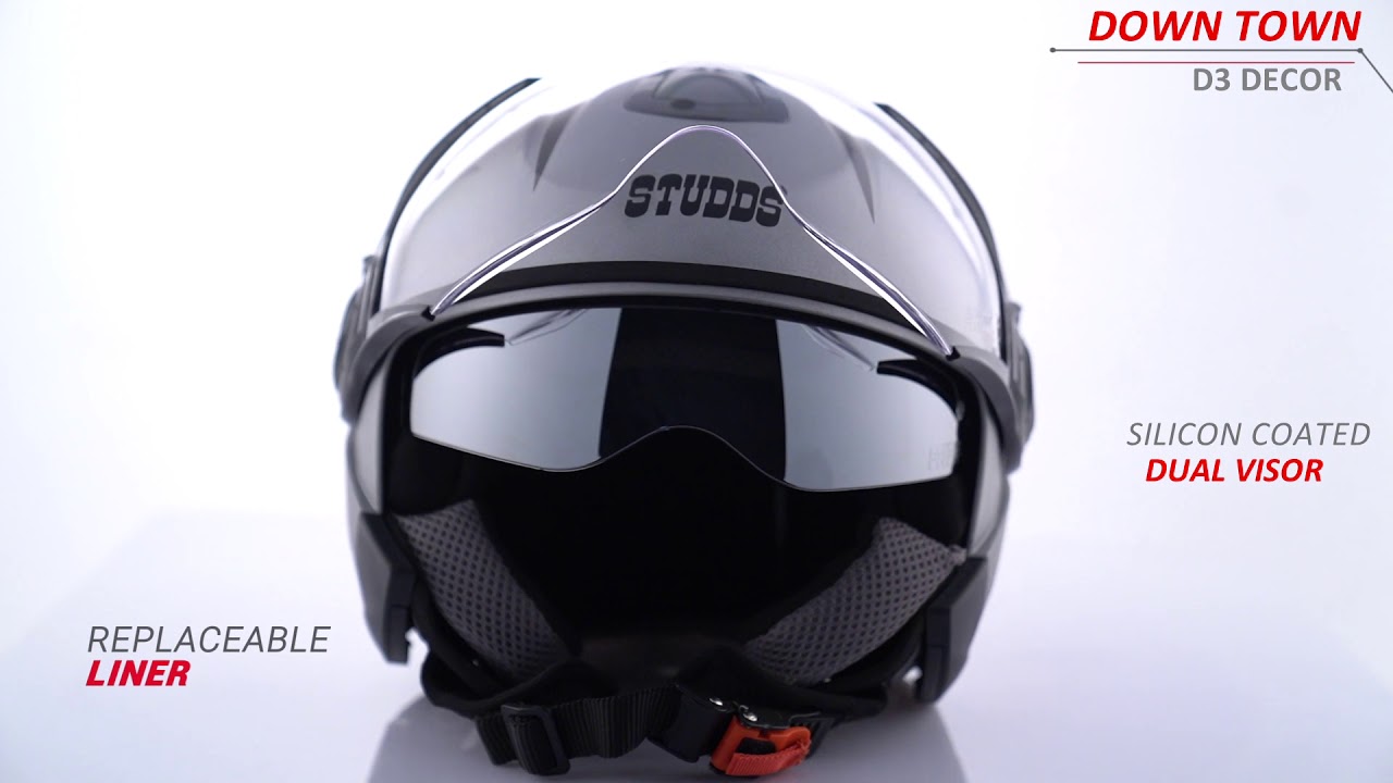 STUDDS Downtown D3 Decor Open Face Motorcycle and Two-Wheeler Helmet For Men and Women