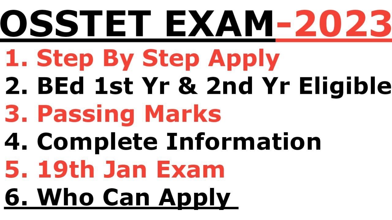 OSSTET EXAM 2023 I OSSTET SYLLABUS I OSSTET PASS MARKS I OSSTET STEP BY STEP APPLY  BY LAXMIDHAR SIR