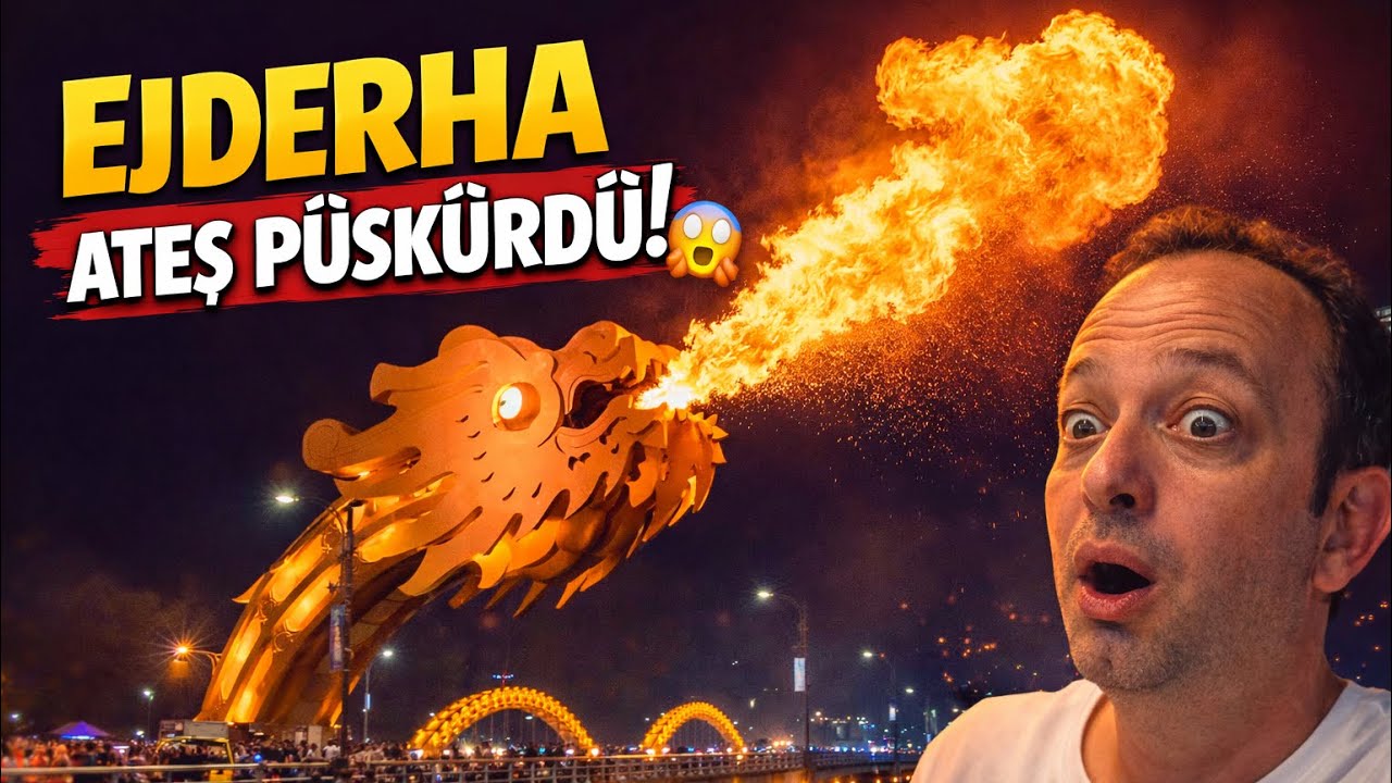 Vietnam’da Ejderha Alev Püskürttü! 😱 Da Nang Dragon Bridge Şovu #Vietnam #DaNang #telefondanvlog