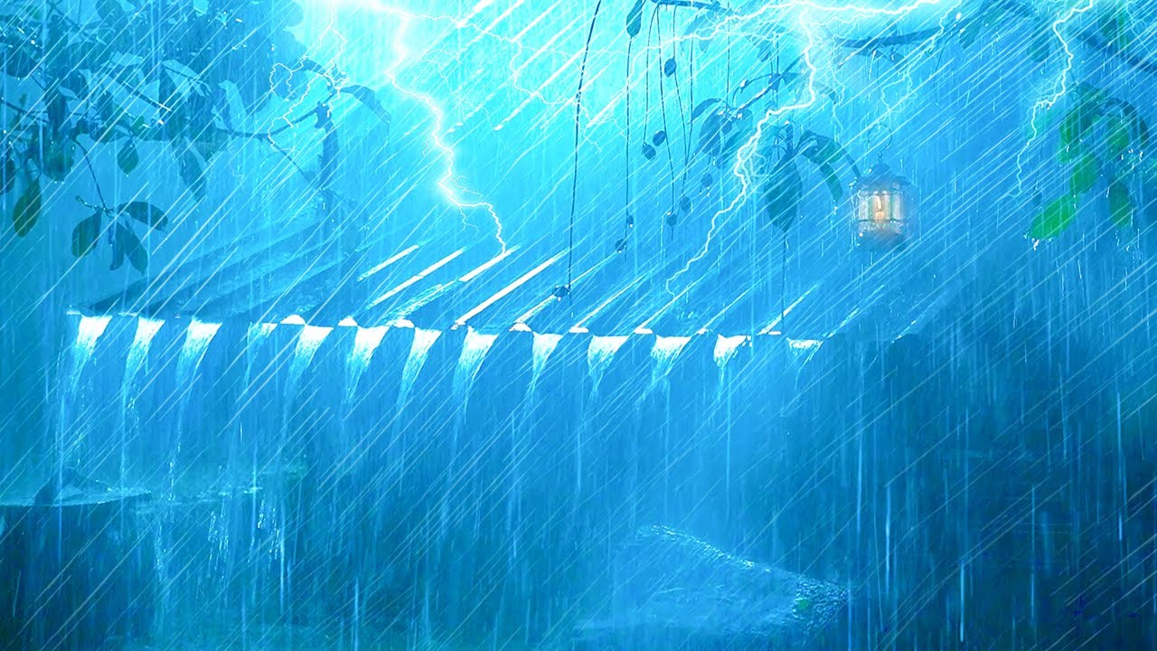 Sleep Instantly in an Old Hut in the Deep Forest with Torrential Rain & Rolling Thunder at Night