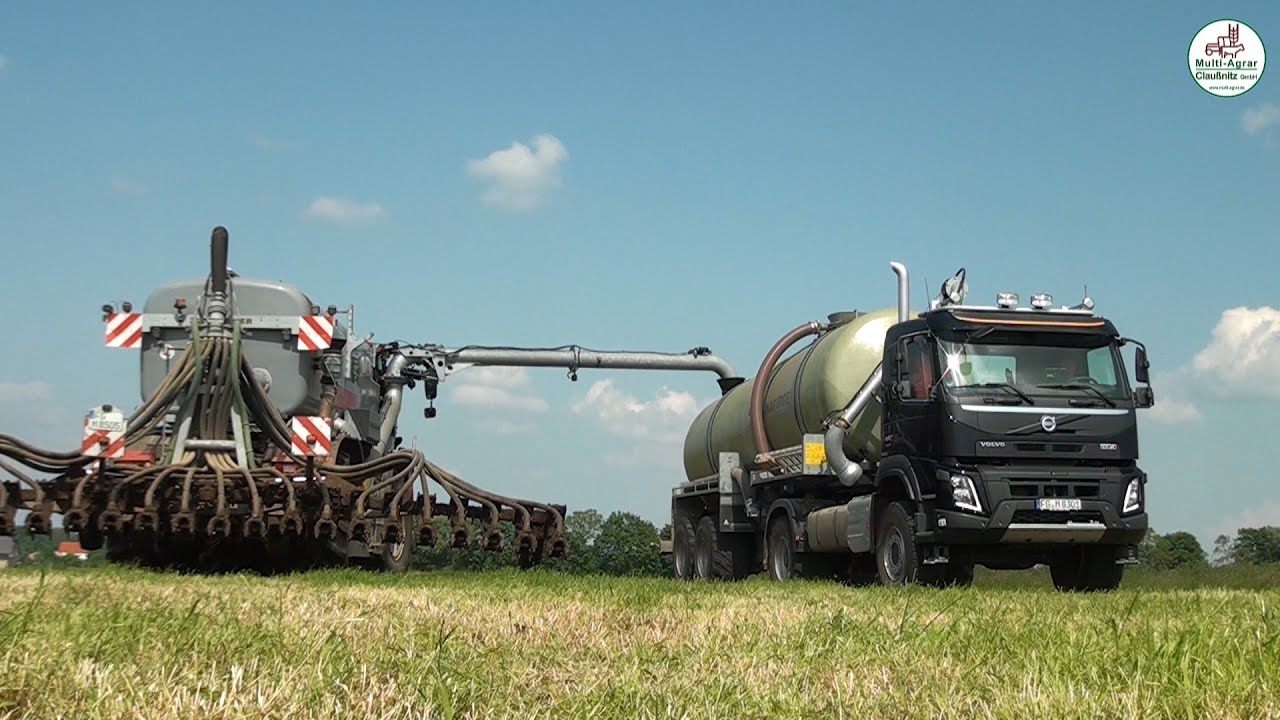 Grünland Gras Düngung mit Holmer, Volvo und JCB - Multi Agrar Claußnitz GmbH