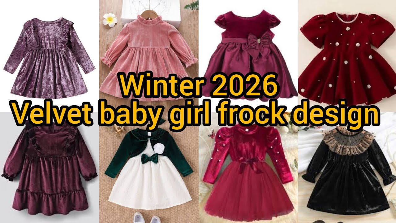 Velvet baby girl frock design/2026/winter frock ideas for little girls