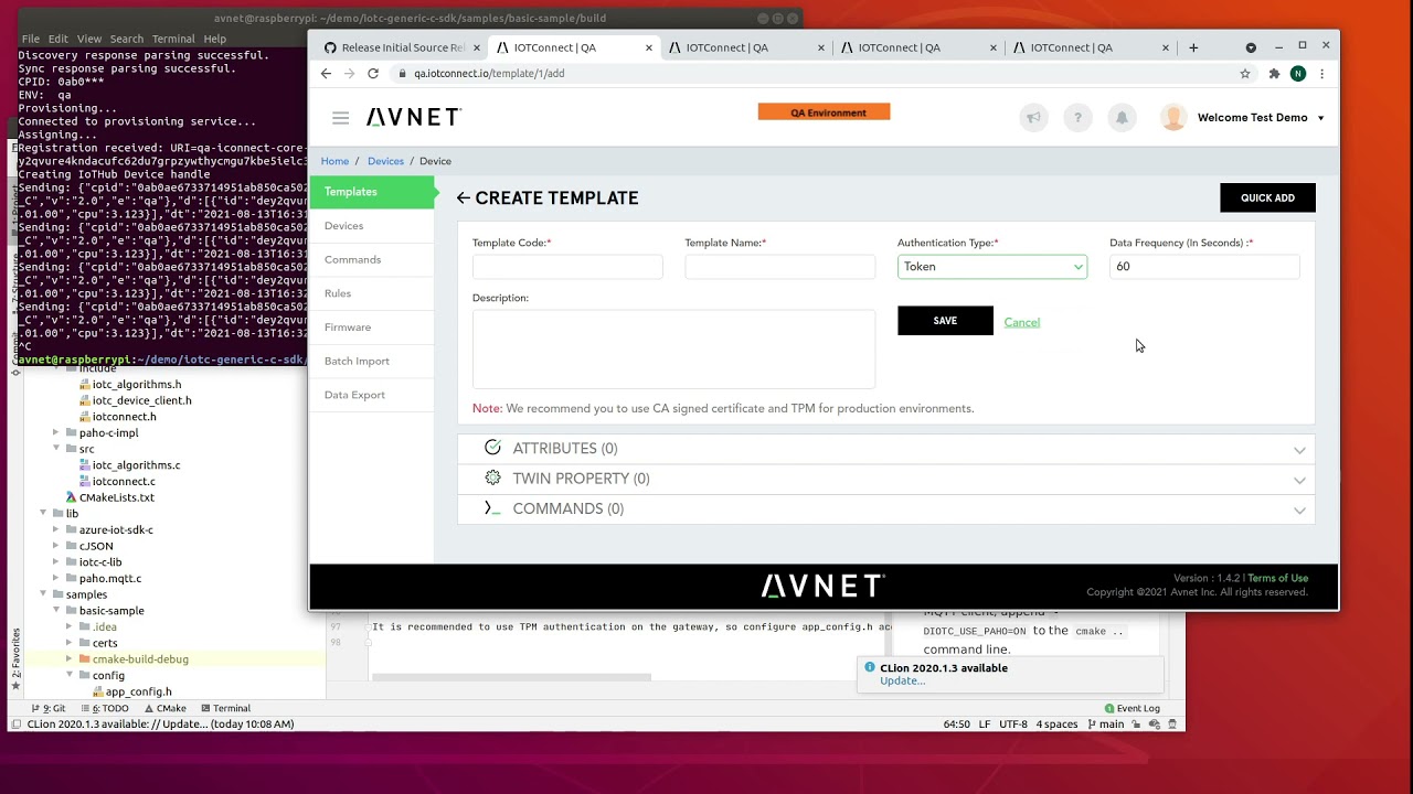Get started with IoTConnect Generic C SDK on SmartEdge Industrial IoT Raspberry Pi 3