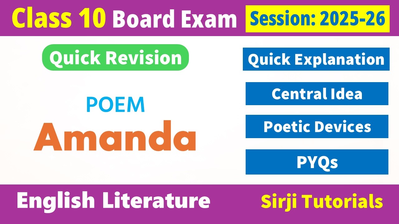 Class 10 'Amanda' Poem Quick  Exam Days Revision 2026 - PYQs, CBQs,  Poetic Devices