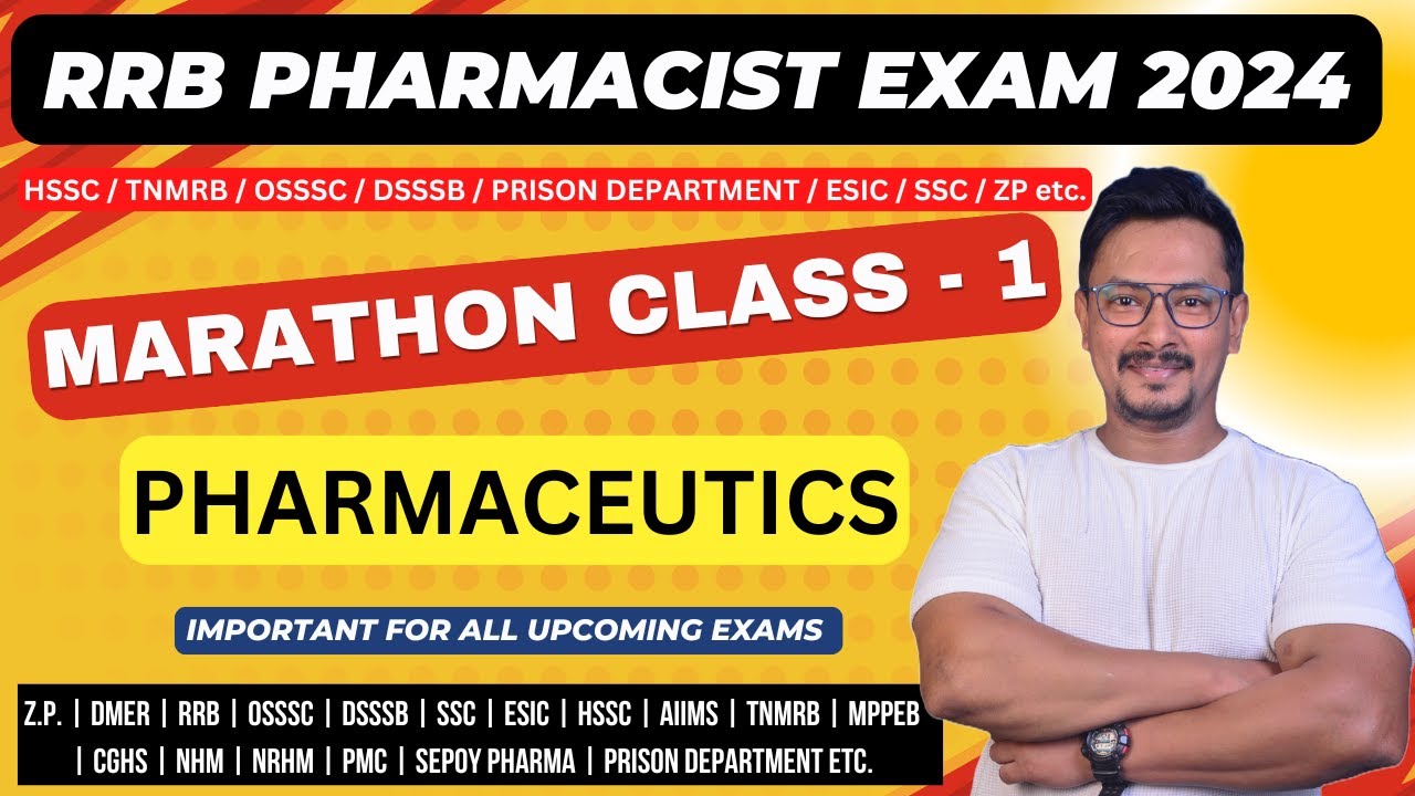 RRB PHARMACIST EXAM PREPARATION 2024 | PHARMACEUTICS MCQS FOR RRB 2024 / PHARMACIST EXAM PREPARATION