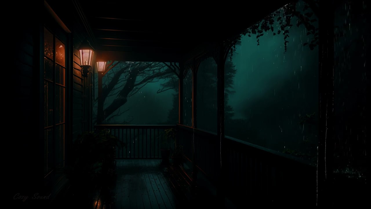 Heavy Rain forest by Cozy Balcony Ambience - open window & wait for the rain stops - ASMR Sleep💤