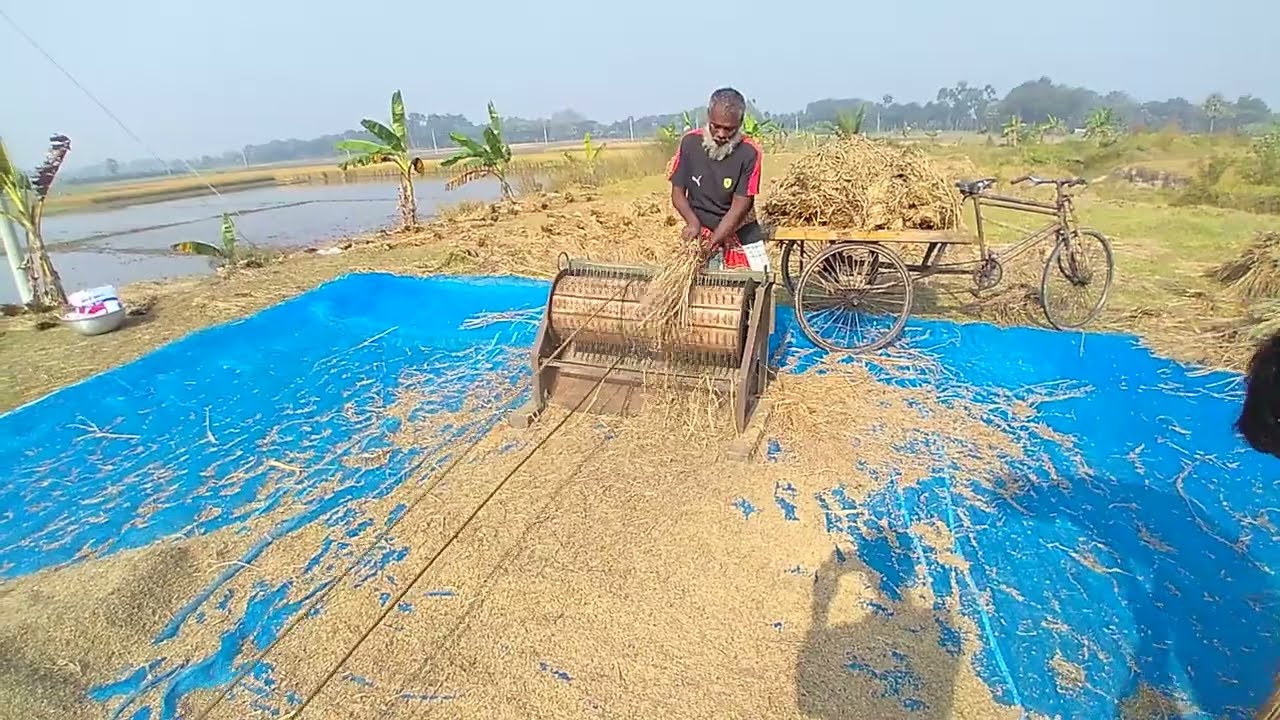 How To Make A Rice Thresher MachineAt Home | Rice Harvester Machine Video ||
