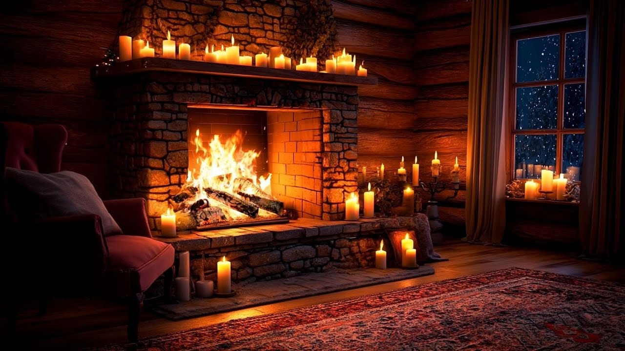Winter Fireplace Ambience 🔥 Warm Fire & Gentle Crackling for Relax & Meditation