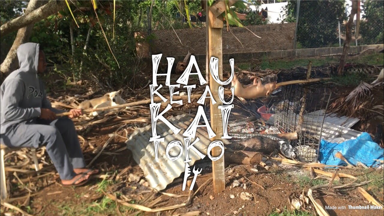 Roasting pig with the toko’s #TONGA