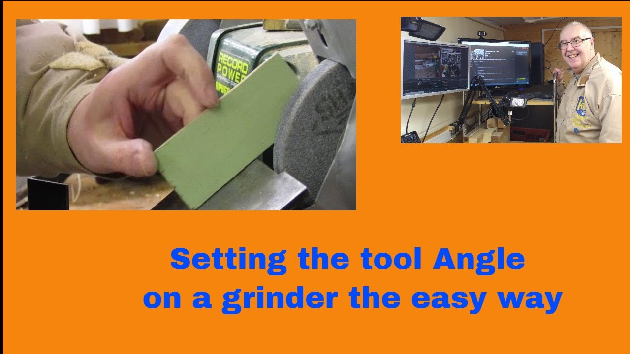 How to  sharpen woodturning tools. Setting the grinder angle plate.
