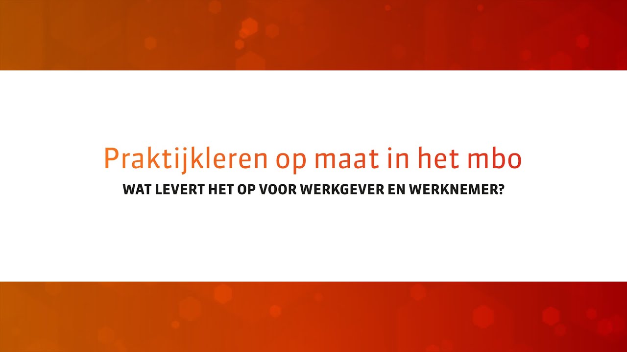 Praktijkleren op maat in het mbo - wat levert het op voor werkgever en werknemer