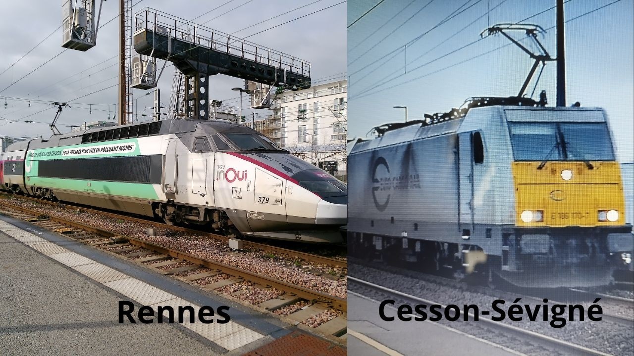 Spot ferroviaire à Rennes et Cesson-Sévigné (TGV Atlantique, POS, Duplex, Réseau, OUIGO, TER, FRET)