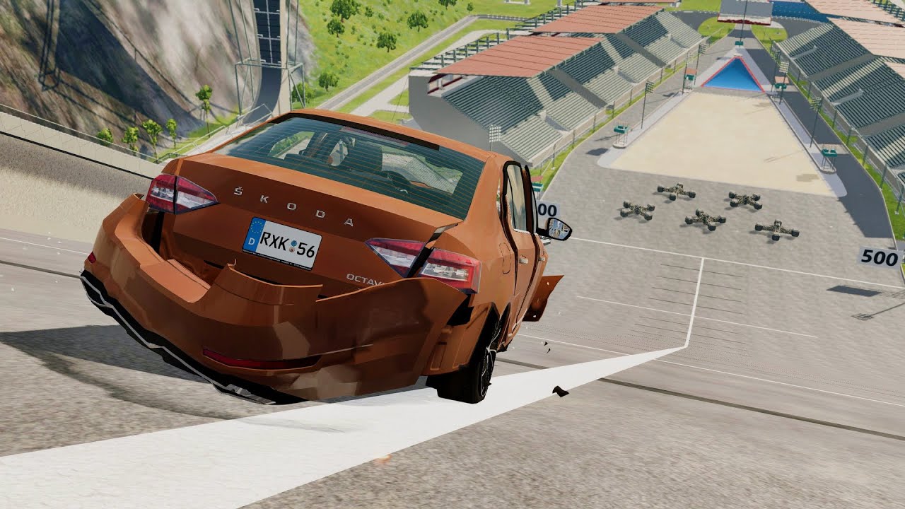 Cars vs Giant Ramp & Large Spinners - BeamNG Drive | DEMOLISHER NG
