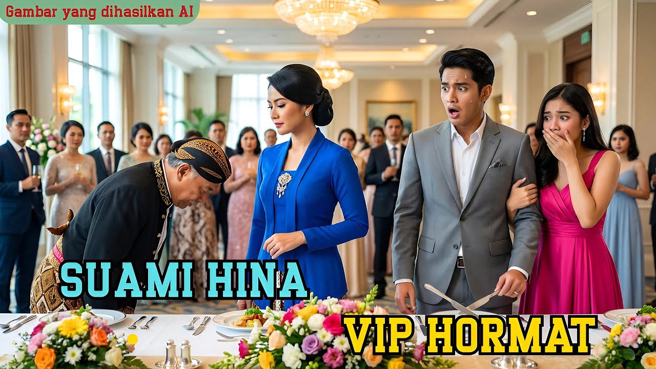 Hina istri tak tahu pakai pisau garpu.di pesta VIP suami mematung lihat Bangsawan hormat!(AI fiksi)