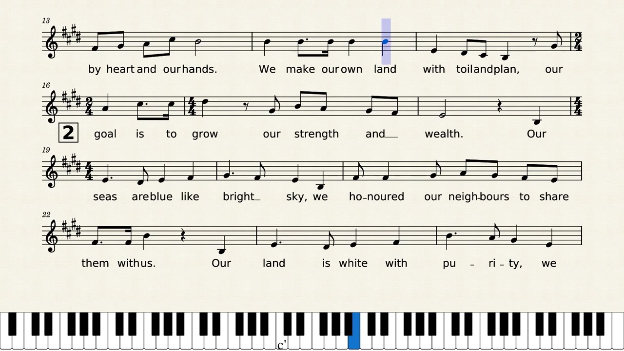 United States of Persia - National Anthem Lead Sheet نت موسیقی سرود ملی ایالات متحده پرشیا