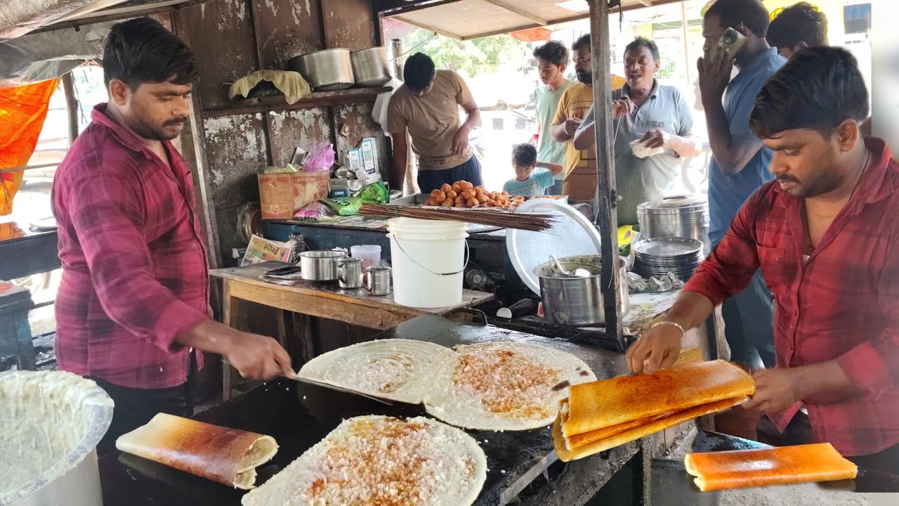 India's Golden Fried ONION DOSA | Indian Street Food | Karam Dosa | Onion Dosa | Bonda #breakfast 