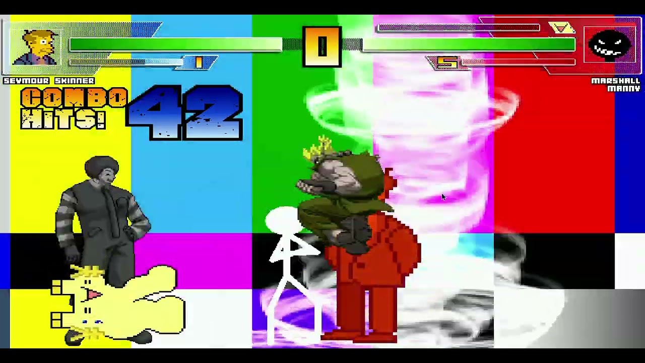 Hugo Trav Mugen: Seymour Skinner (12P) VS Marshall, Manny, Dark Donald And Rare Akuma