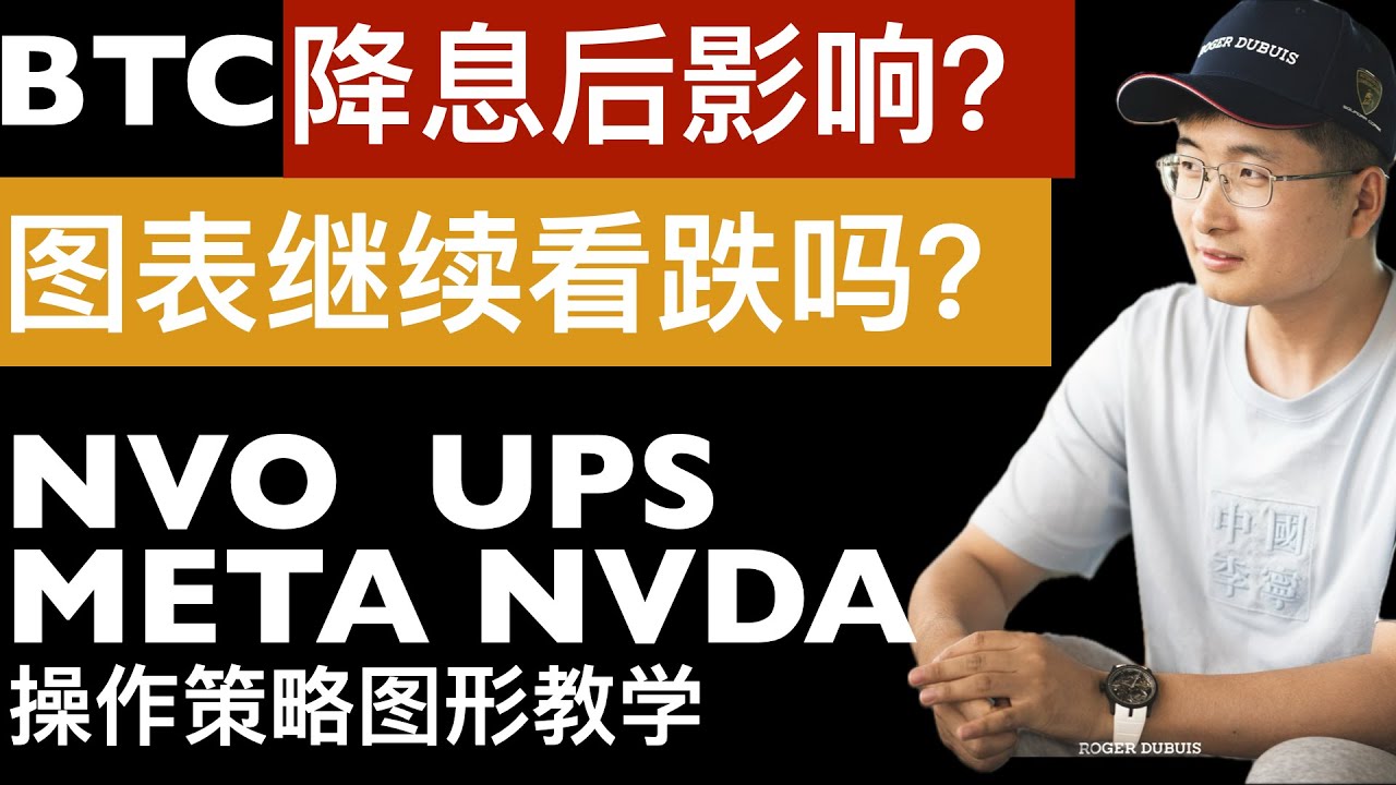 BTC降息后有什么影响？心中无顶底，操作自随心。美股跟踪NVO、UPS、NVDA、META。2025年12月12日。字幕请点击CC字幕开启。