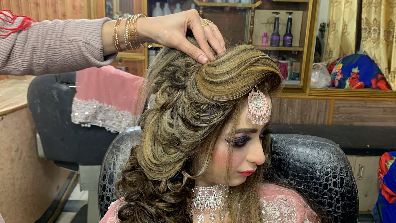 Beautiful Pakistani Bridal Hairstyle Tutorial by @azeembeautysalon6302