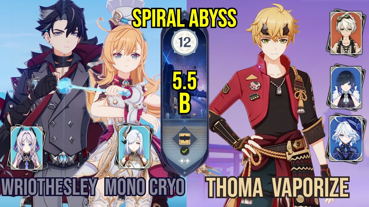 C0 Wriothesley Mono Cryo + C6 Thoma Vaporize | Spiral Abyss 5.5b | Genshin Impact