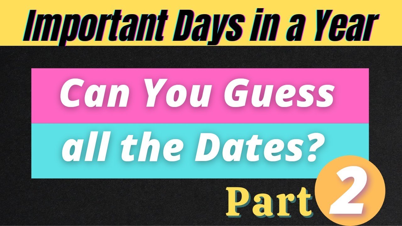 Important days to remember : List of important days and dates