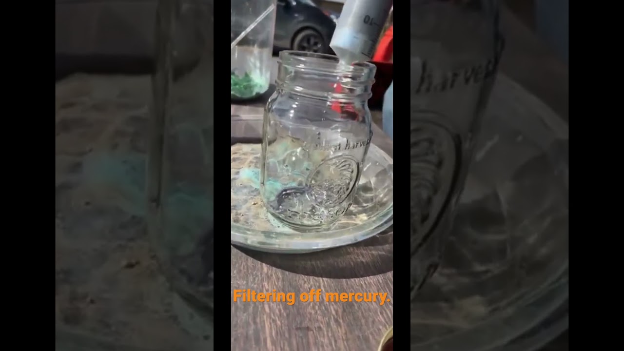 Cleaning up mercury for some gold processing later . Full video on my channel . #treasurefam