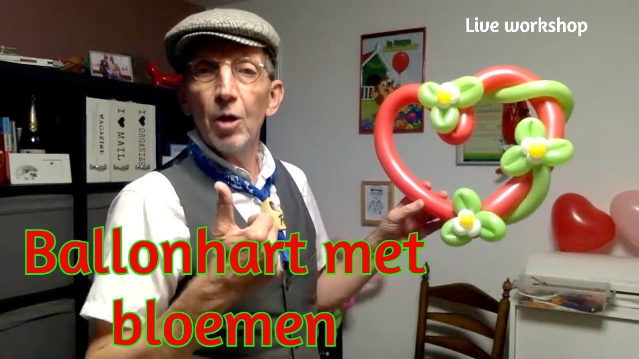 Ballonhart bloemen - ballonfiguren / de Haagse Ballonnenboer (149ste) workshops | balloon tutorials