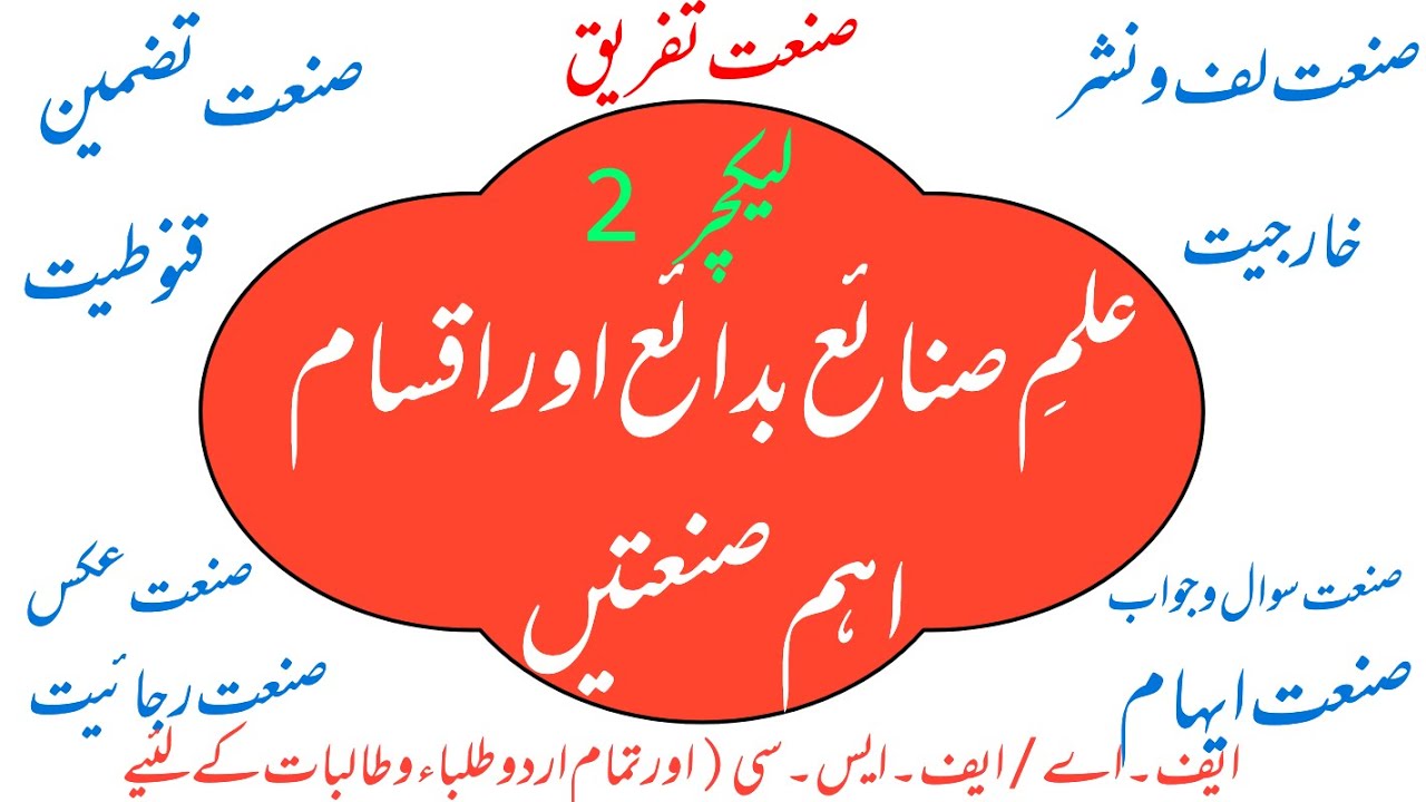 Elm e sannaye badaye||علم صنائع بدائع کی اقسام||صنعتیں||Urdu garmmer||Pgc Urdu Lectures part 1