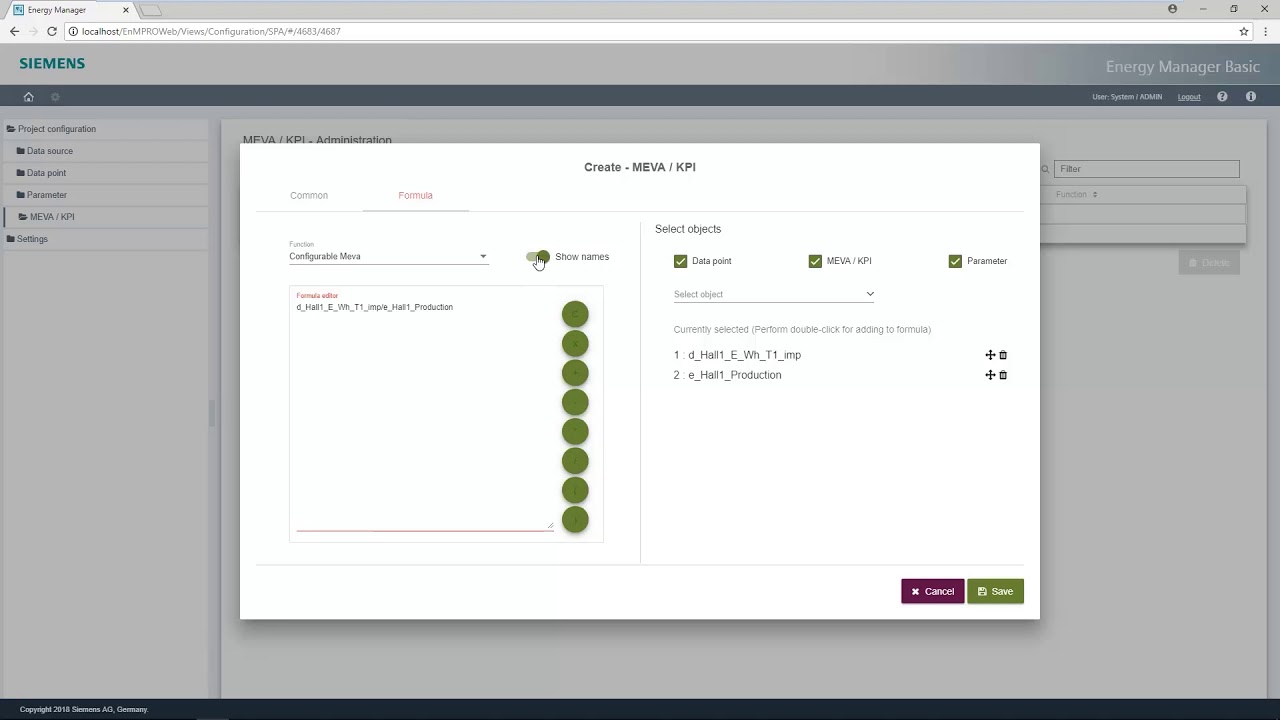 KPI Calculation with SIMATIC Energy Manager