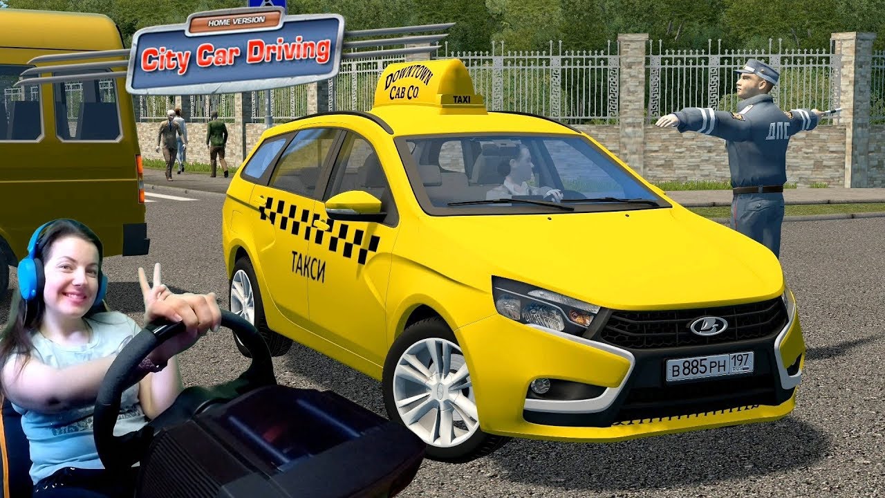 Такси с Алинкой на Lada Vesta в City Car Driving
