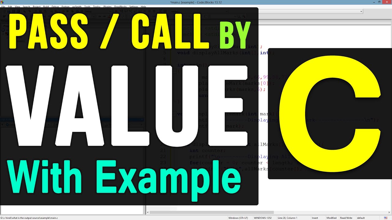 Pass by Value in C Programming Language Video Tutorials for Beginners