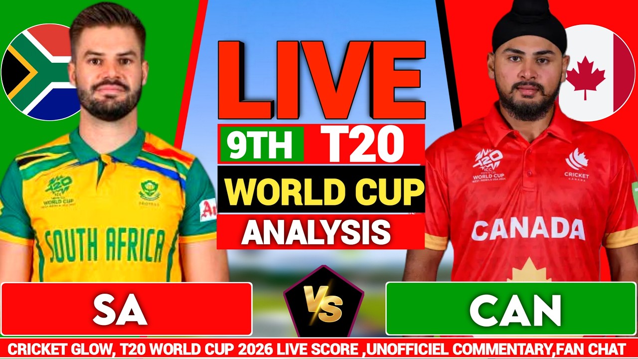 🔴Live: South Africa  vs Canada, T20 World Cup Match 8 | SA vs CAN | live Score, Commentary& Analysis