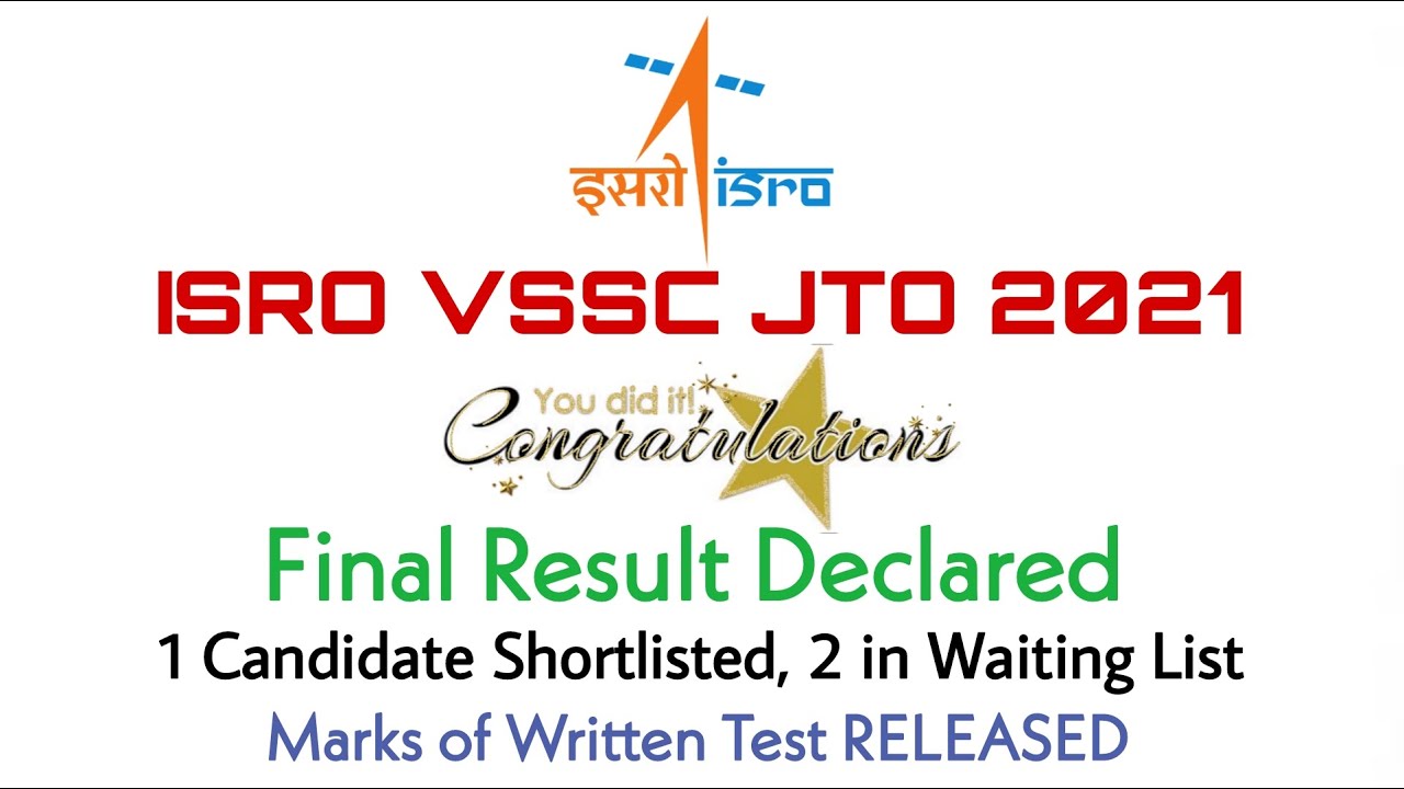 ISRO VSSC JTO 2021: Final Result Declared & Marks in Written Test