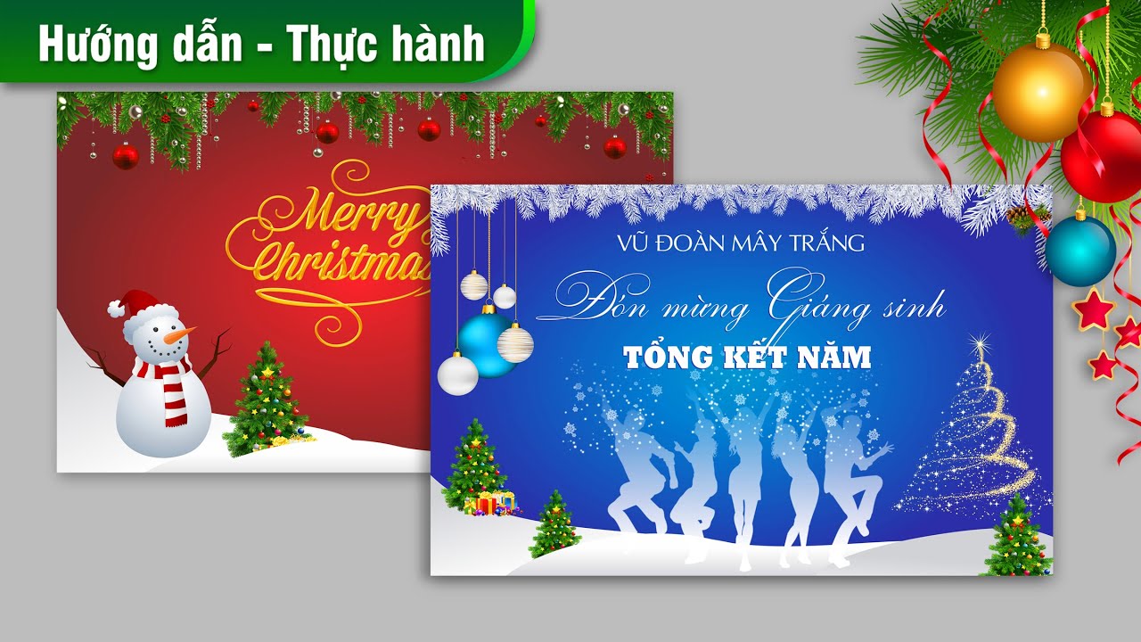 Hướng dẫn thiết kế Backdrop Giáng sinh, Noel | Background Merry Christmas Design