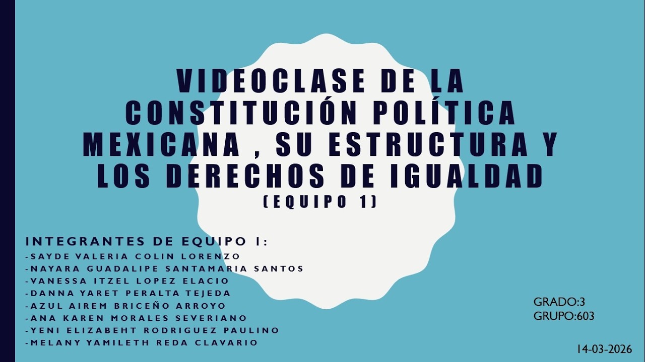 EQUIPO 1 603 LA CONSTITUCIÓN POLÍTICA MEXICANA , SU ESTRUCTURA Y LOS DERECHOS DE IGUALDAD