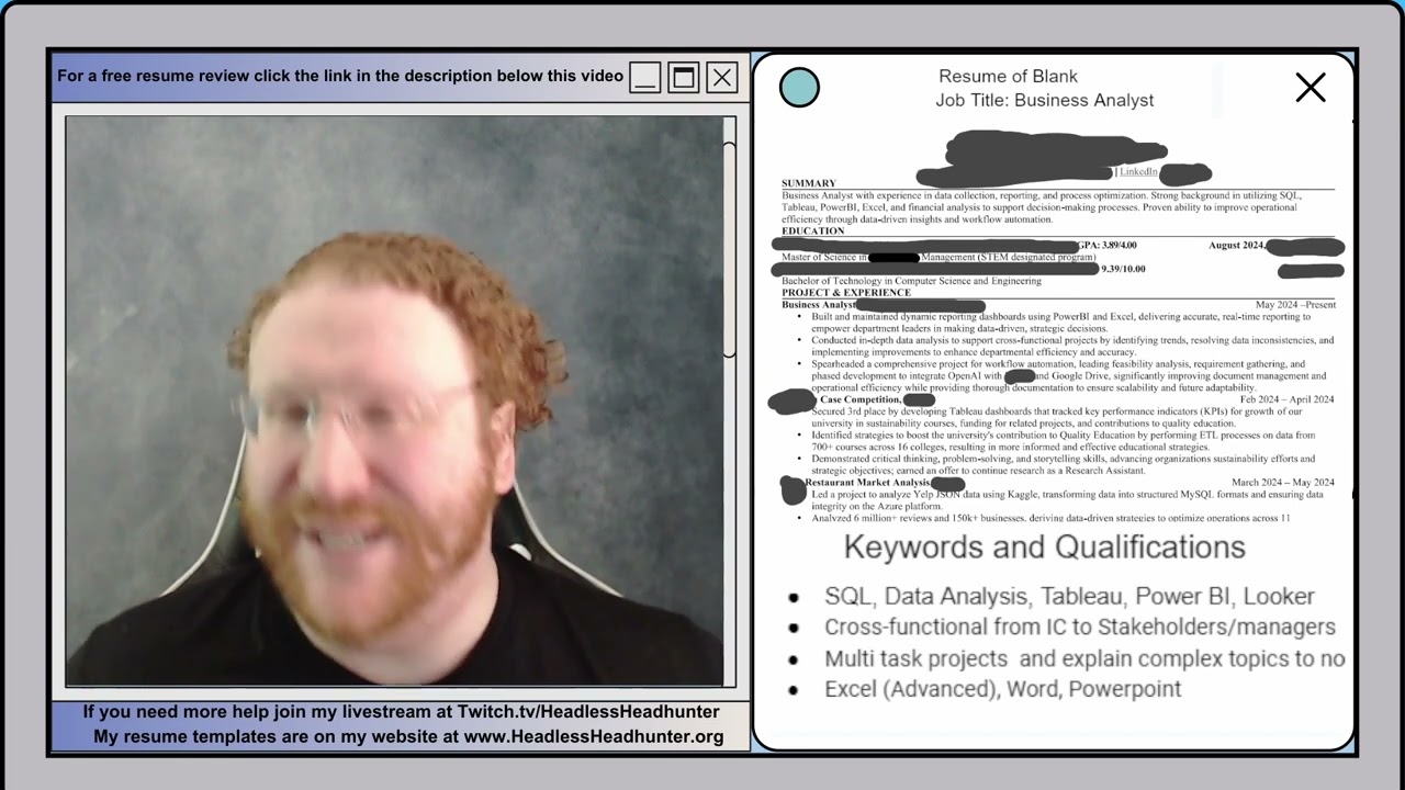 Recruiter Reviews your Resume | EP 3 | Backend Engineer, Linux Developer, and Business Analyst