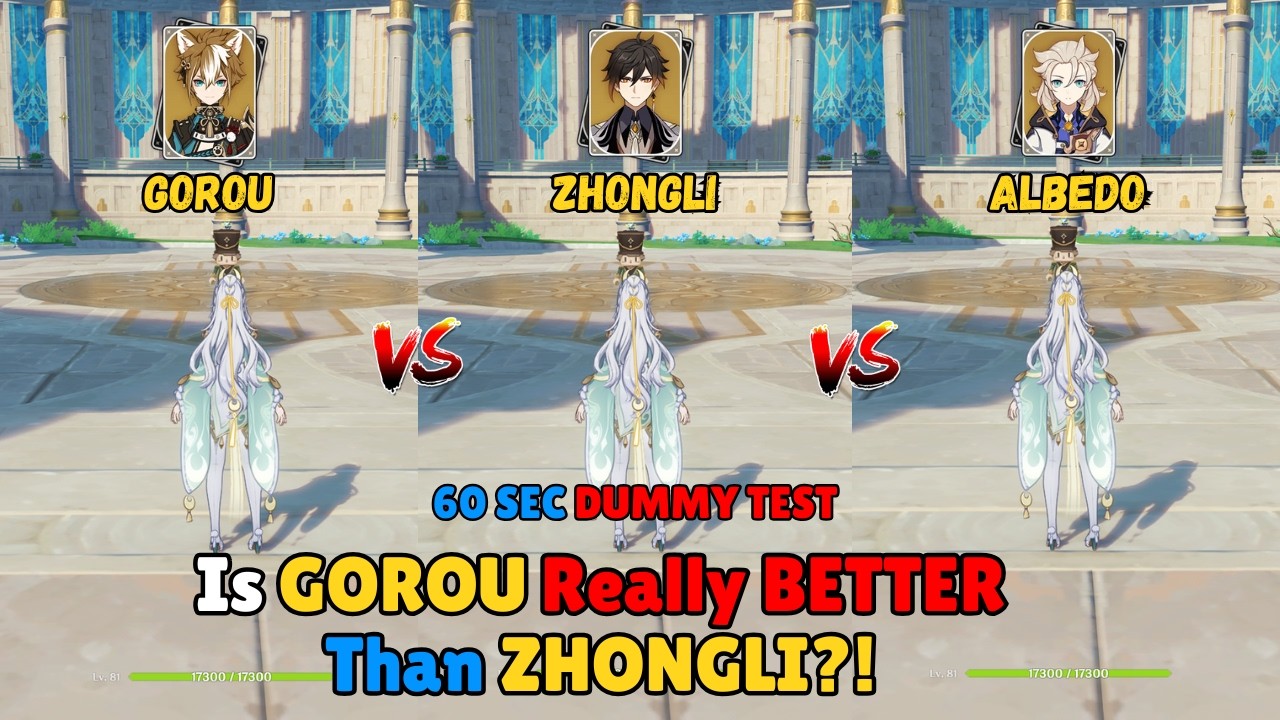 60s DPS Test | GOROU vs ZHONGLI vs ALBEDO!! Best Geo Slot for Zibai?! – Genshin Impact