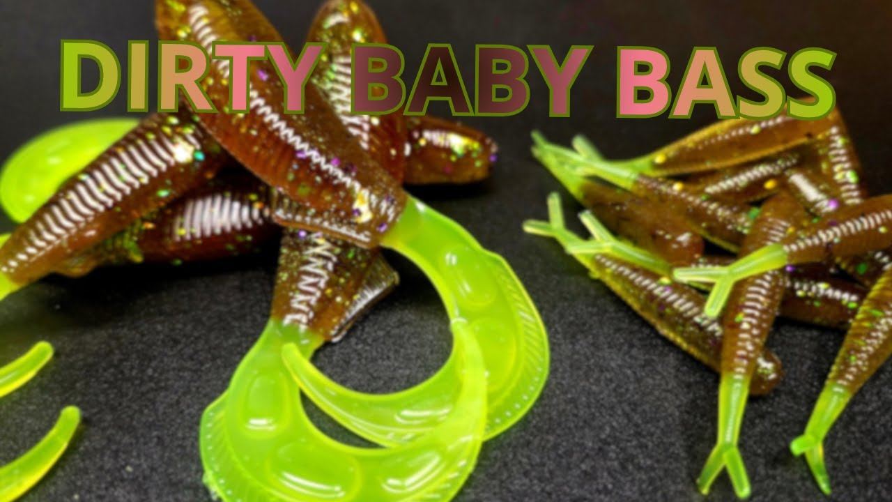 Custom Soft Plastic Pour | Baby Bass, Mint Brown,  Siren Scales, & Chartreuse Tail | Dirty Baby Bass