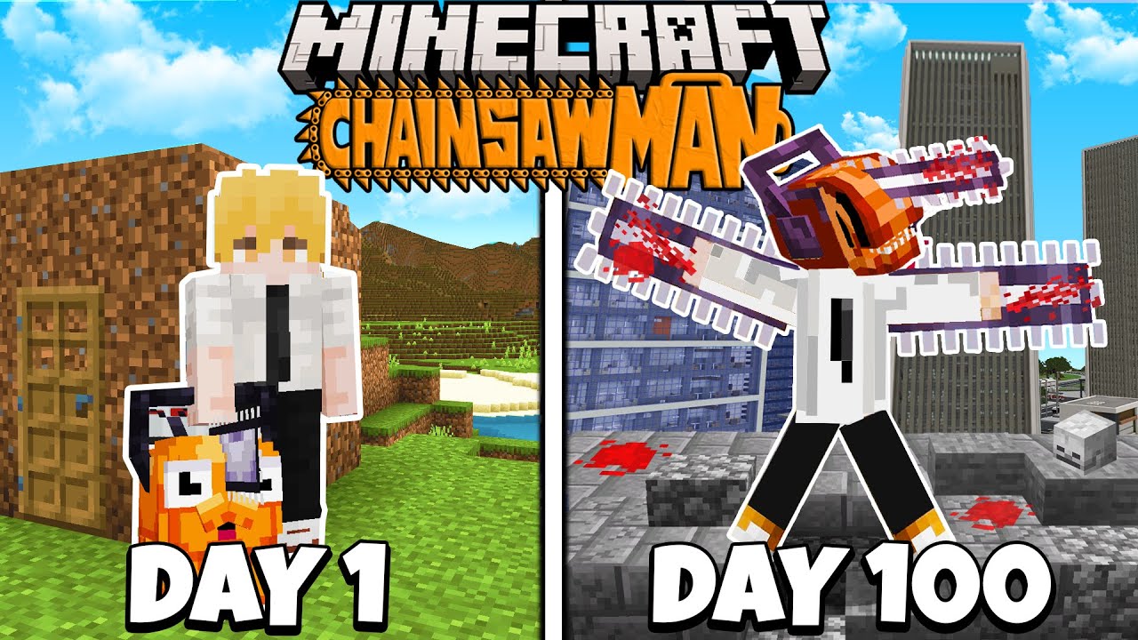 I Survived 100 Days as DENJI in Minecraft CHAINSAW MAN & here's what happened...