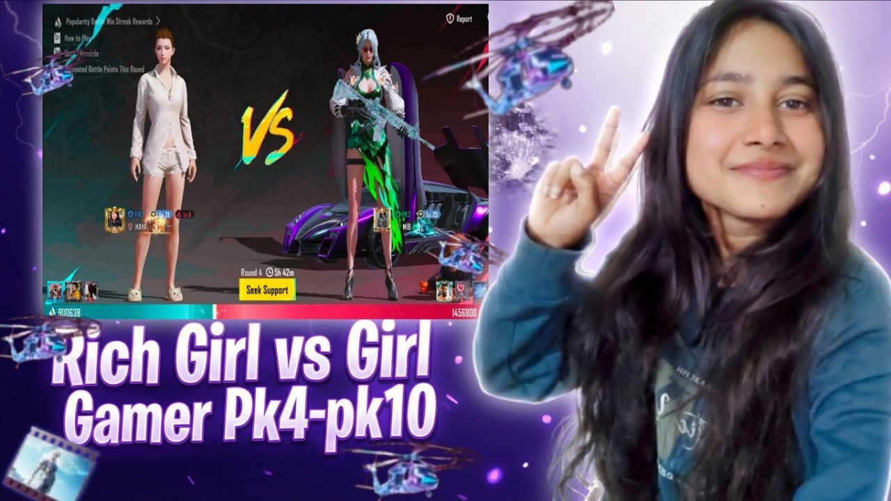 Popularity battle PK4-PK10😍😍Rich Girl VS Girl Gamer 😎😎  last minute Helicopter Snipe☠️