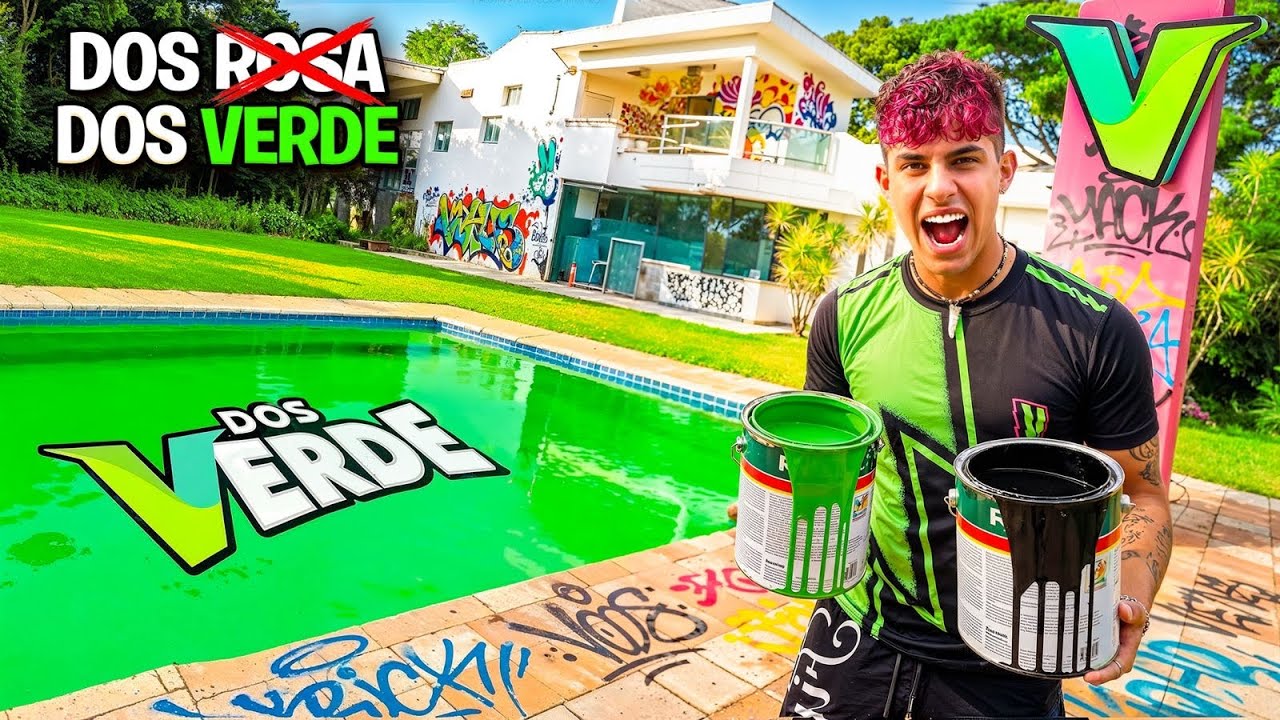 PINTEI A PISCINA DA MANSÃO DOS ROSA DE VERDE* brigaram comigo