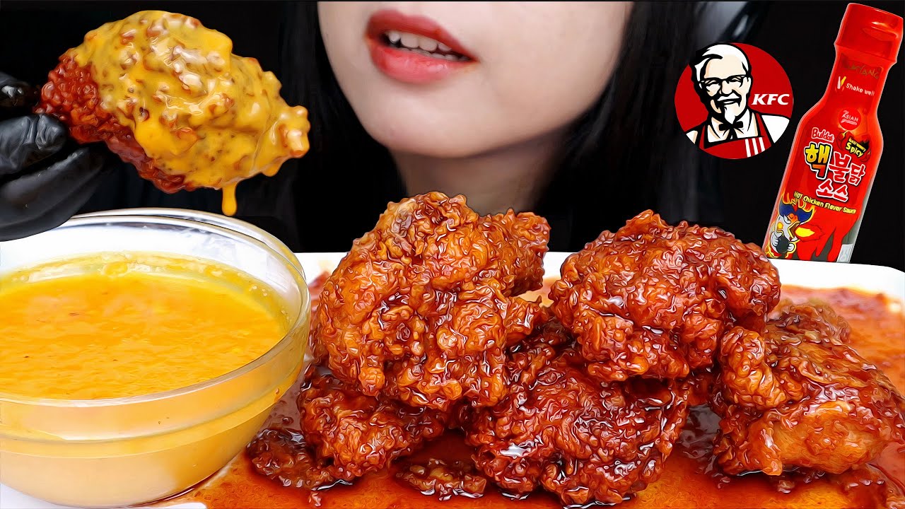 GOKIL! ASMR KFC SAMYANG SPICY CHICKEN with CREAMY CHEESE SAUCE 🔥 MUKBANG EATING SOUNDS